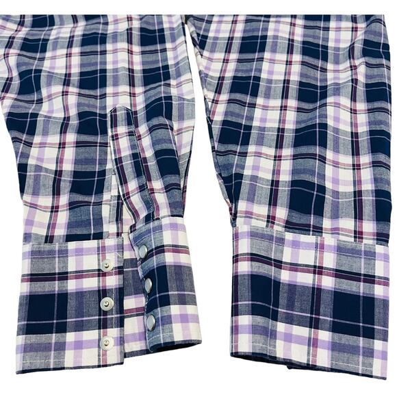 WRANGLER LONG SLEEVE WESTERN SHIRT, MENS, XXL, GREY LAVENDER WHITE PLAID - Picture 8 of 12